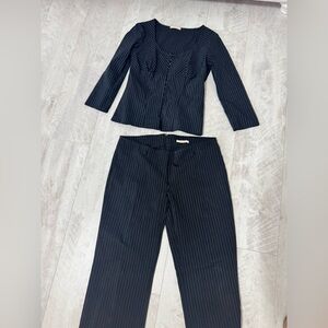 Forever 21 Black Pinstripe Pantsuit Set